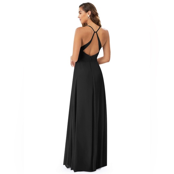 AZAZIE DAVIS A-Line Chiffon Floor-Length Dress Black Size 2 - Picture 2 of 3